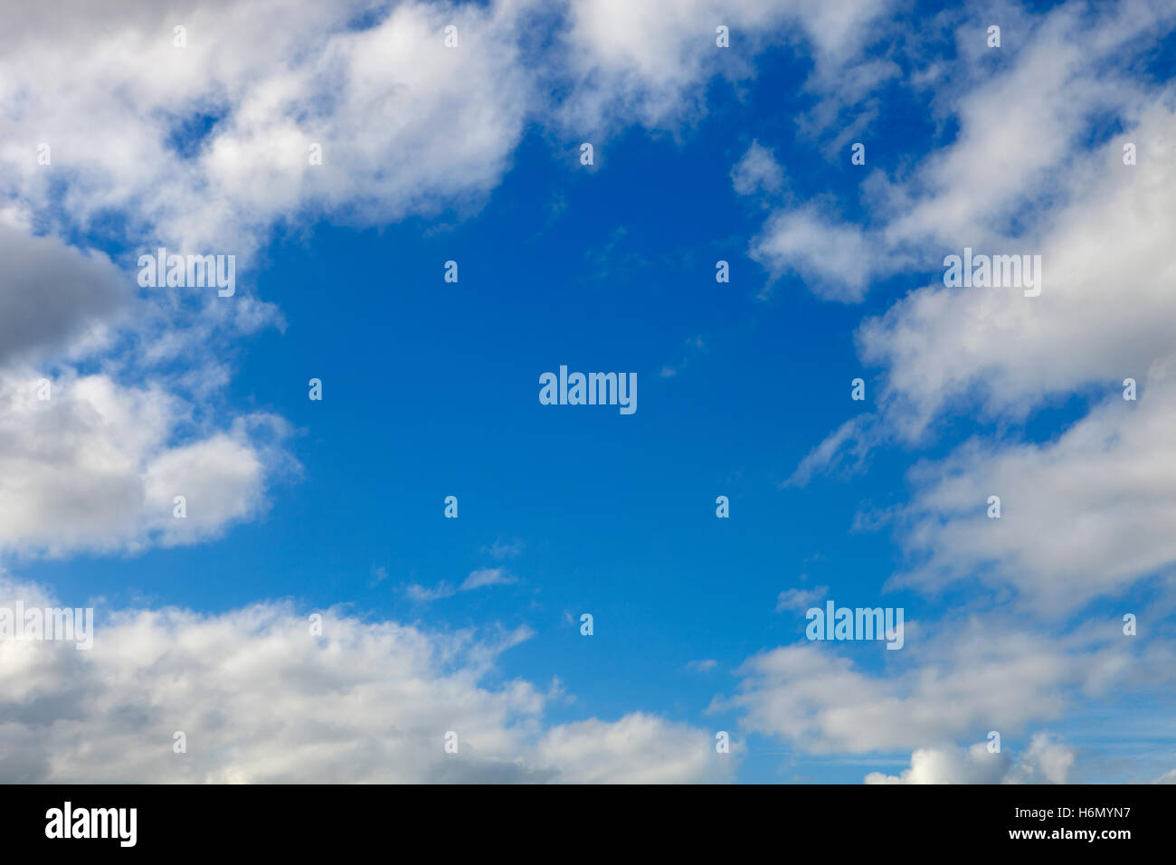 Beautiful blue sky with many white clouds Stock Photo - Alamy