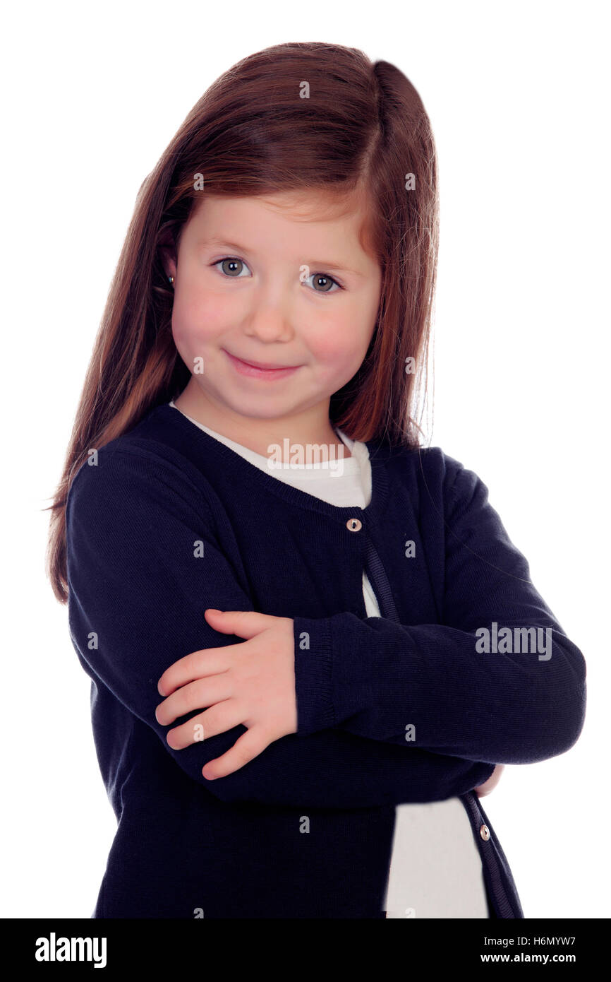 Beautiful little girl isolated on a white background Stock Photo - Alamy