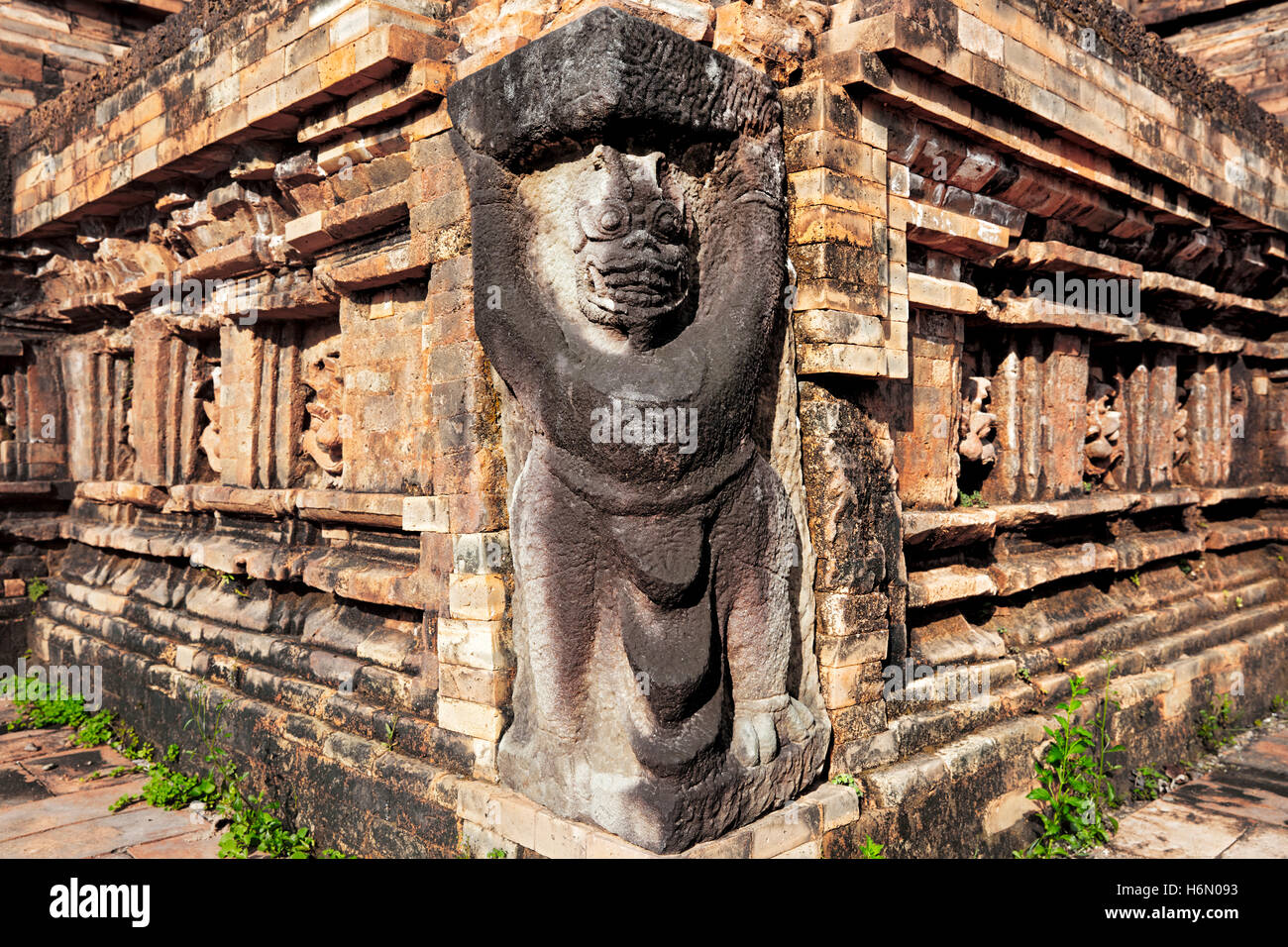Bas-relief on a temple in Group G. My Son Sanctuary, Quang Nam Province, Vietnam. Stock Photo