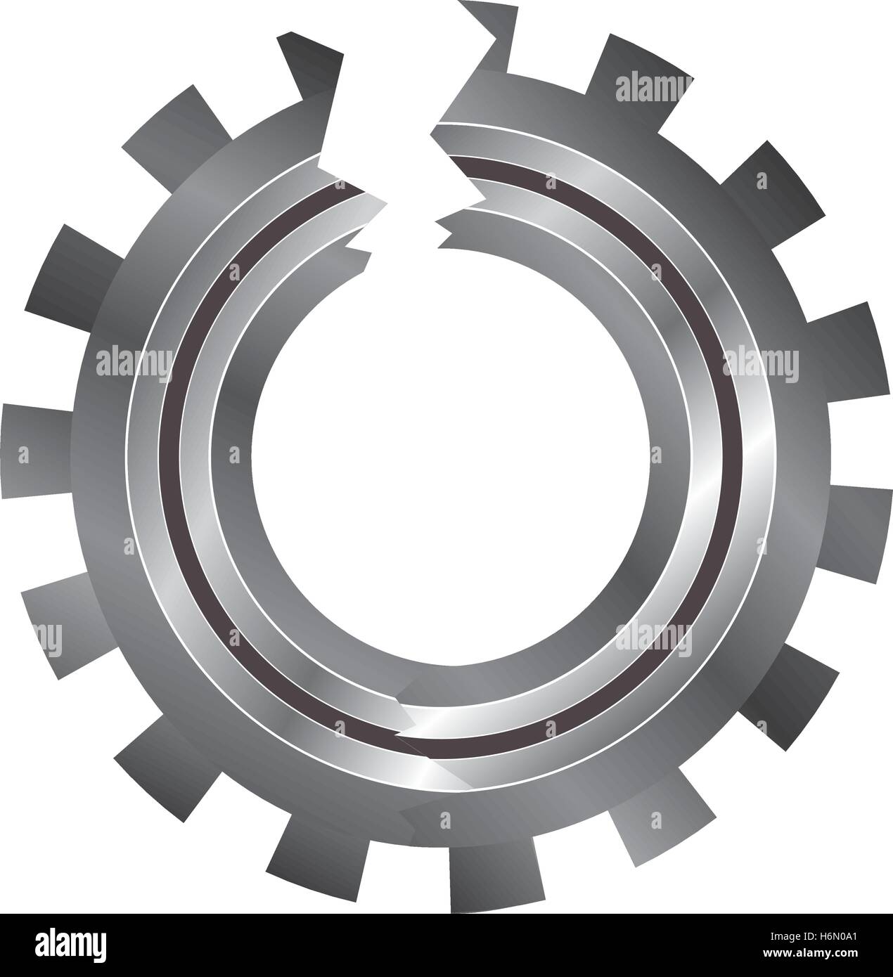 silhouette with broken circular gear vector illustration Stock Vector