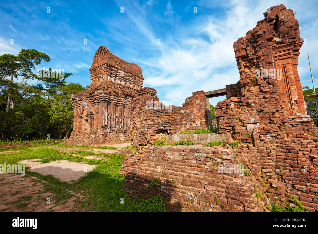 Ancient temple ruins of Group B. My Son Sanctuary, Quang Nam Province, Vietnam. Stock Photo