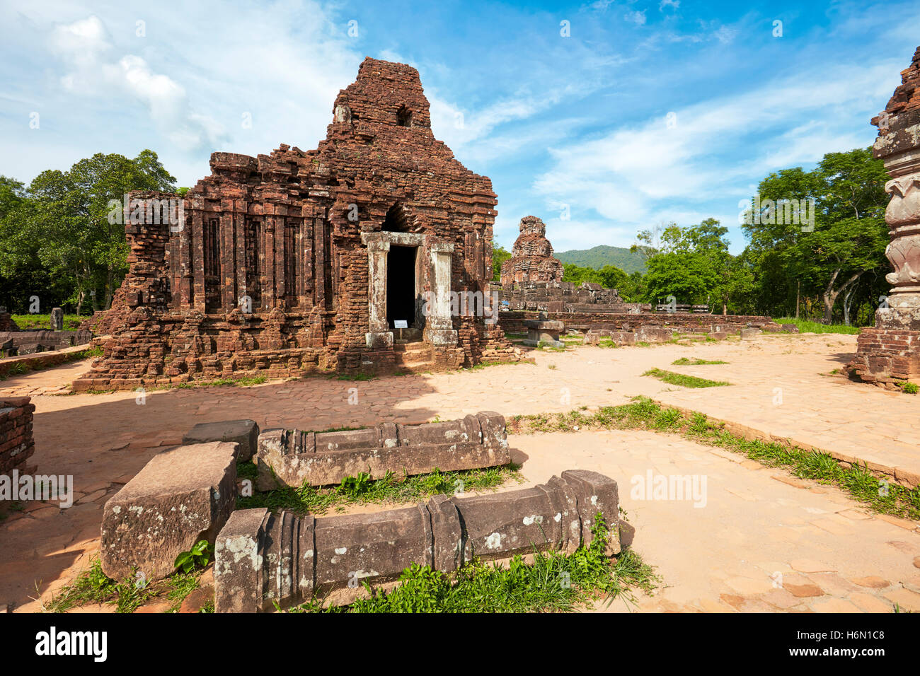 Ancient temple ruins of Group C. My Son Sanctuary, Quang Nam Province, Vietnam. Stock Photo