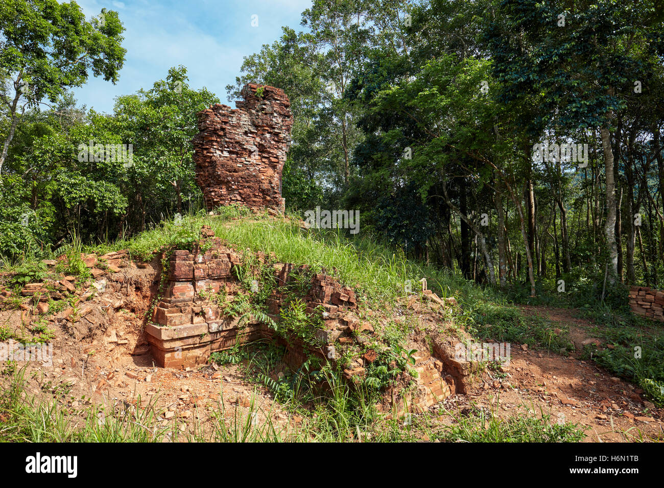 Ancient temple ruins of Group H. My Son Sanctuary, Quang Nam Province, Vietnam. Stock Photo