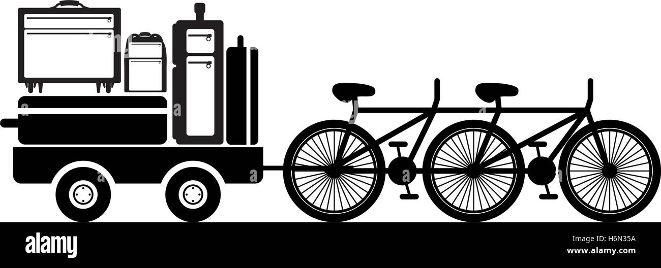 black silhouette polycycle transporting baggage vector illustration ...