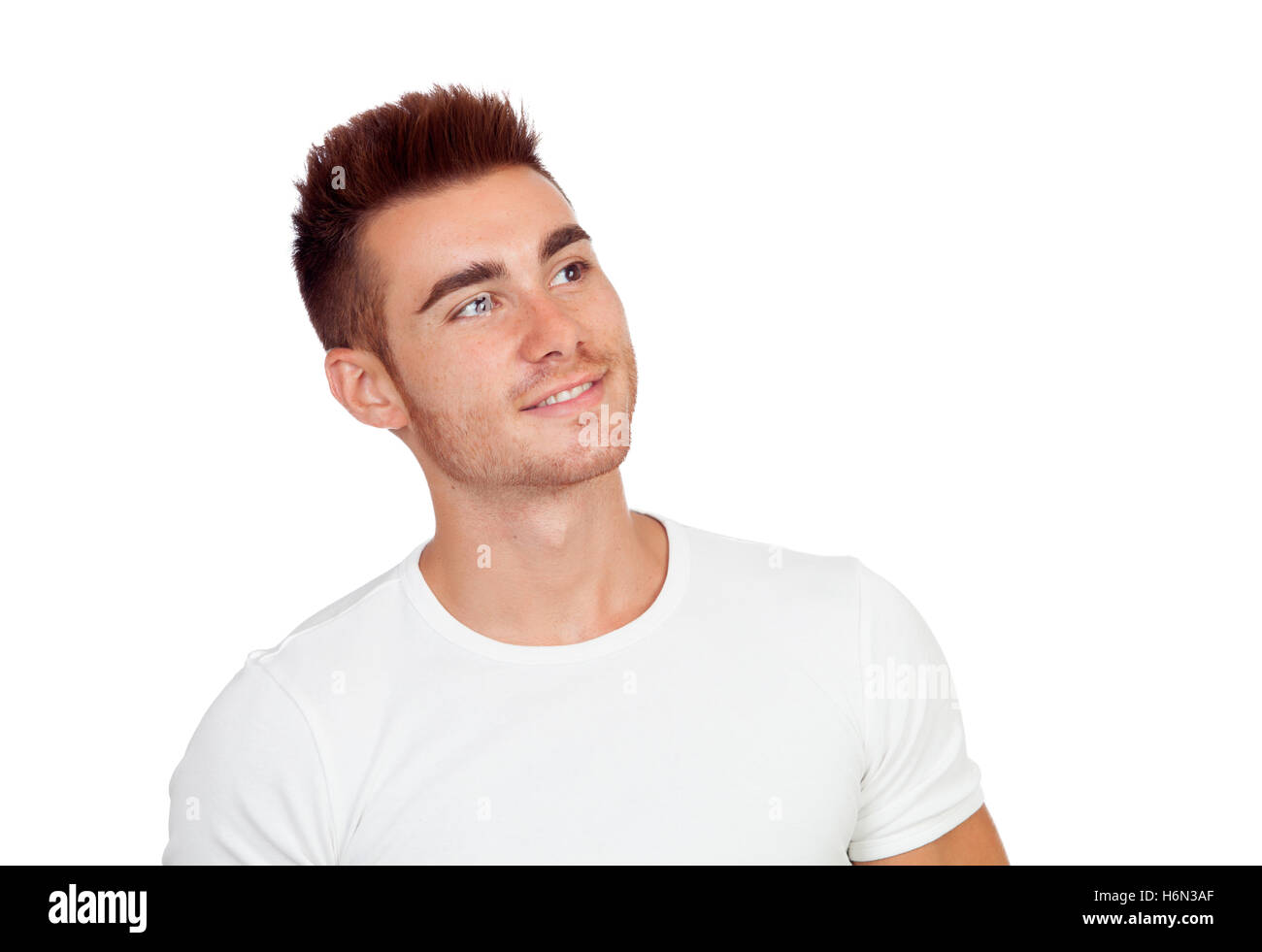 Attractive Guy With Spiky Hair Isolated On White Background Stock