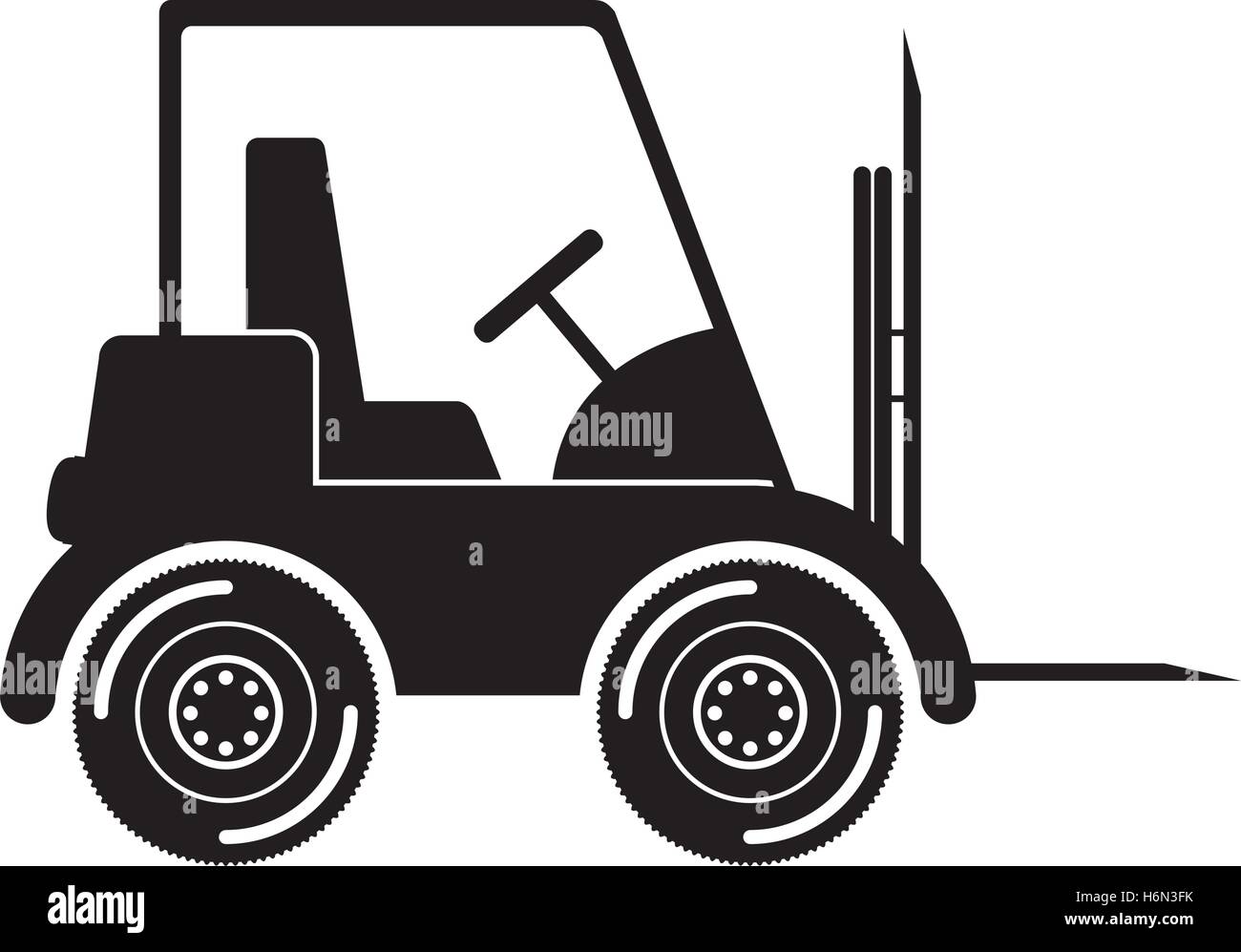 black silhouette forklift truck with forks vector illustration Stock ...