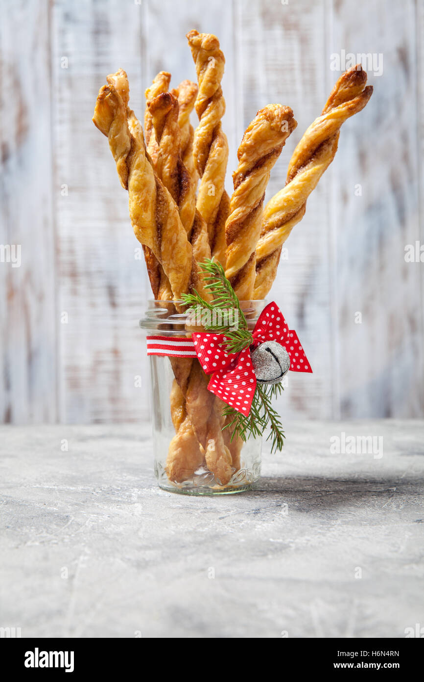 Cinnamon puff pastry sticks Stock Photo Alamy