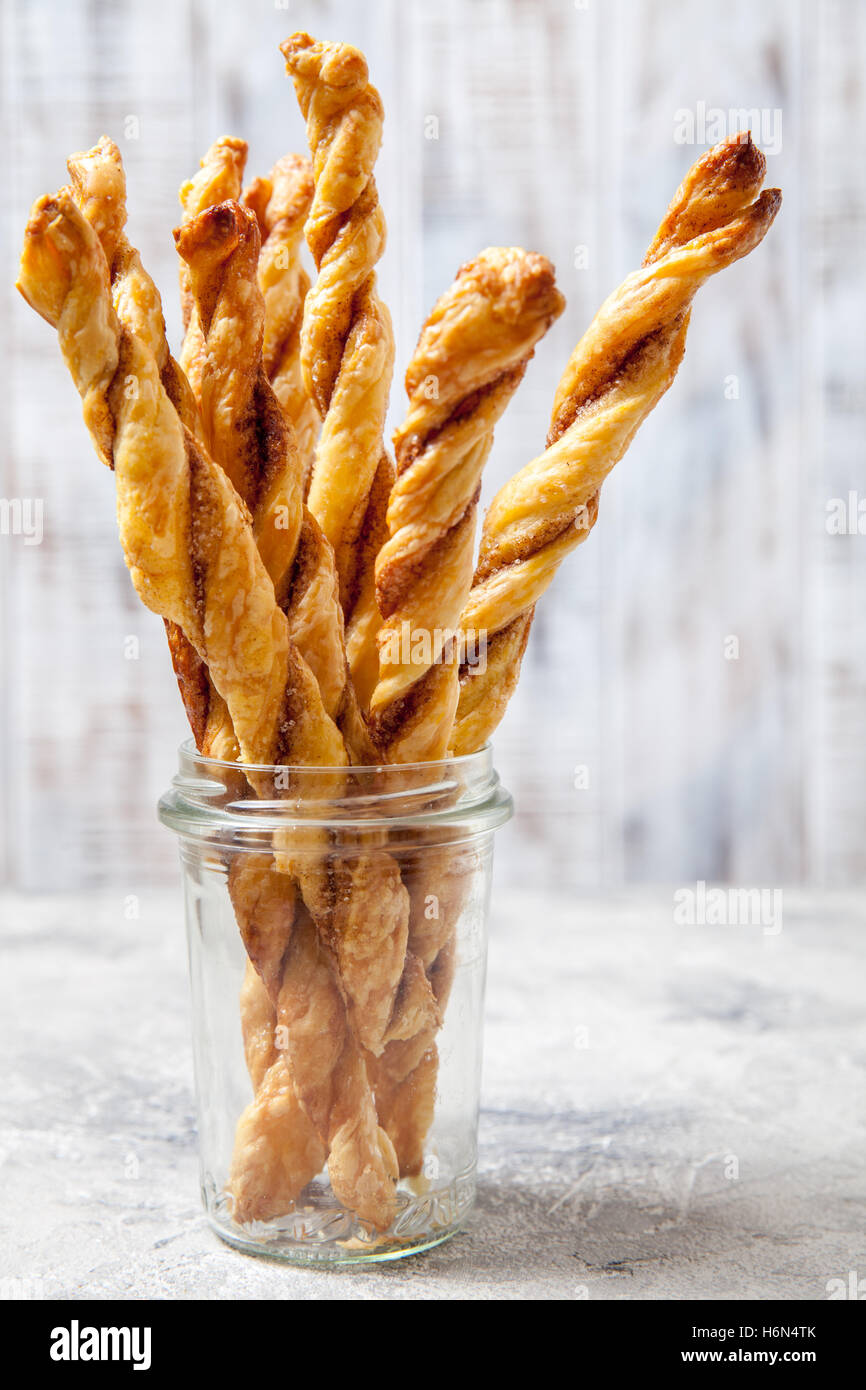 Cinnamon puff pastry sticks Stock Photo Alamy