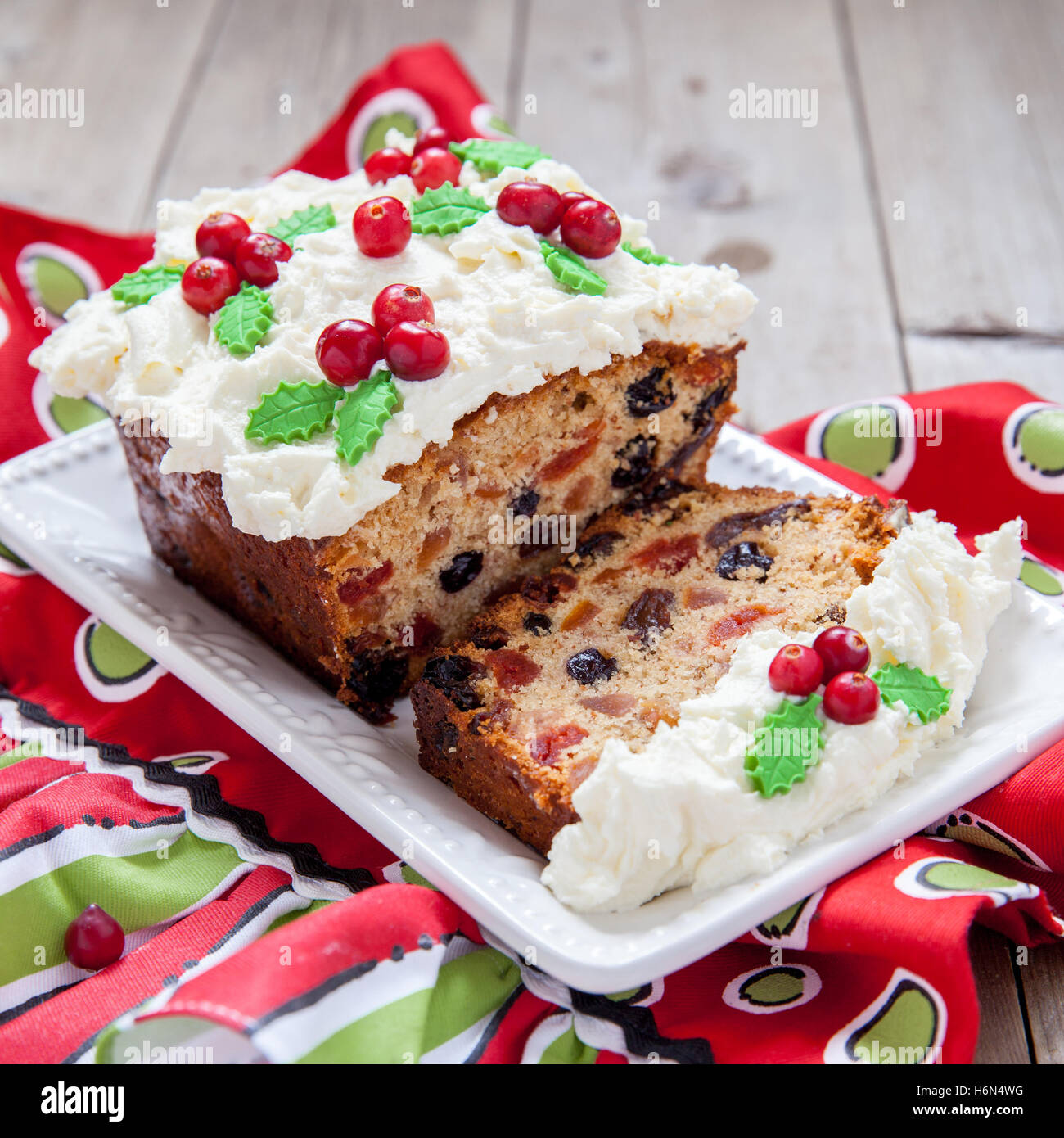 Traditional Christmas fruitcake Stock Photo