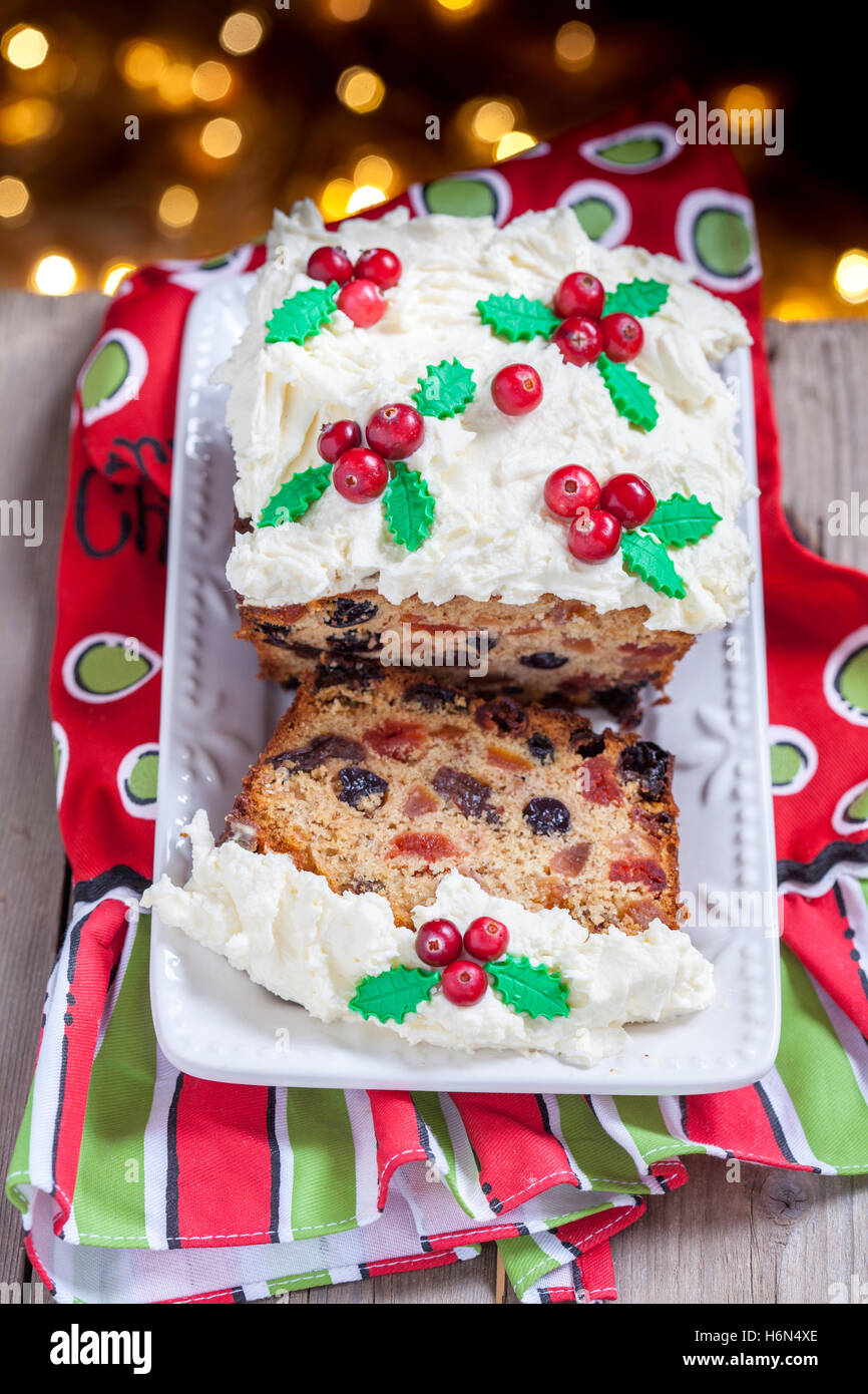 Traditional Christmas fruitcake Stock Photo