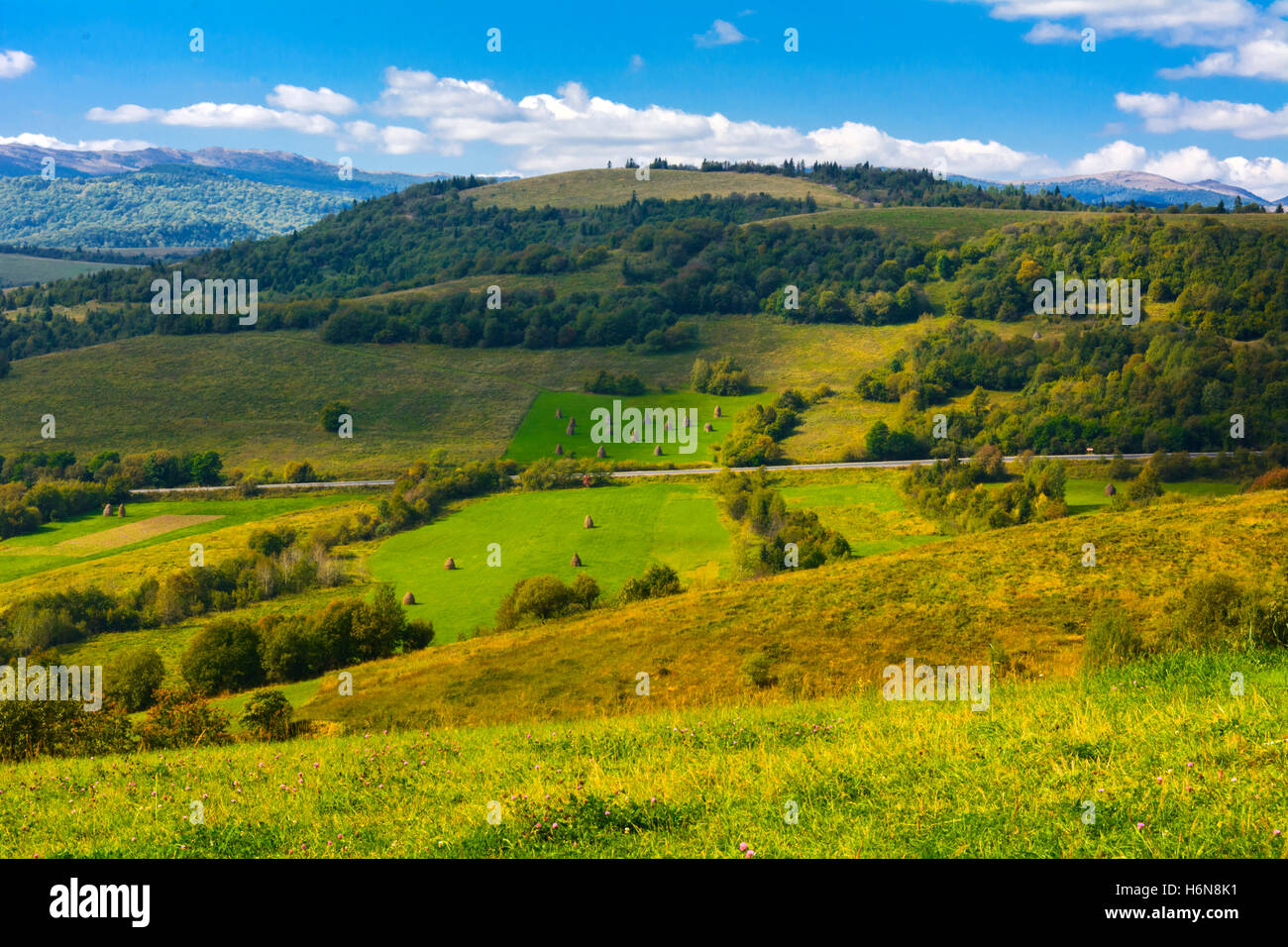 The serpentine mountain roads and mountain valleys in Ukraine Stock