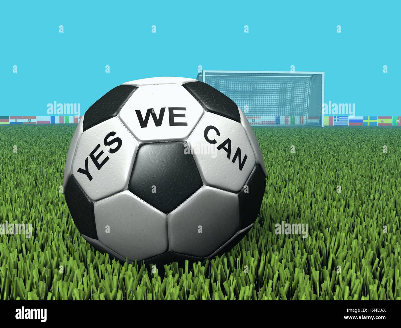 football with inscription yes we can Stock Photo