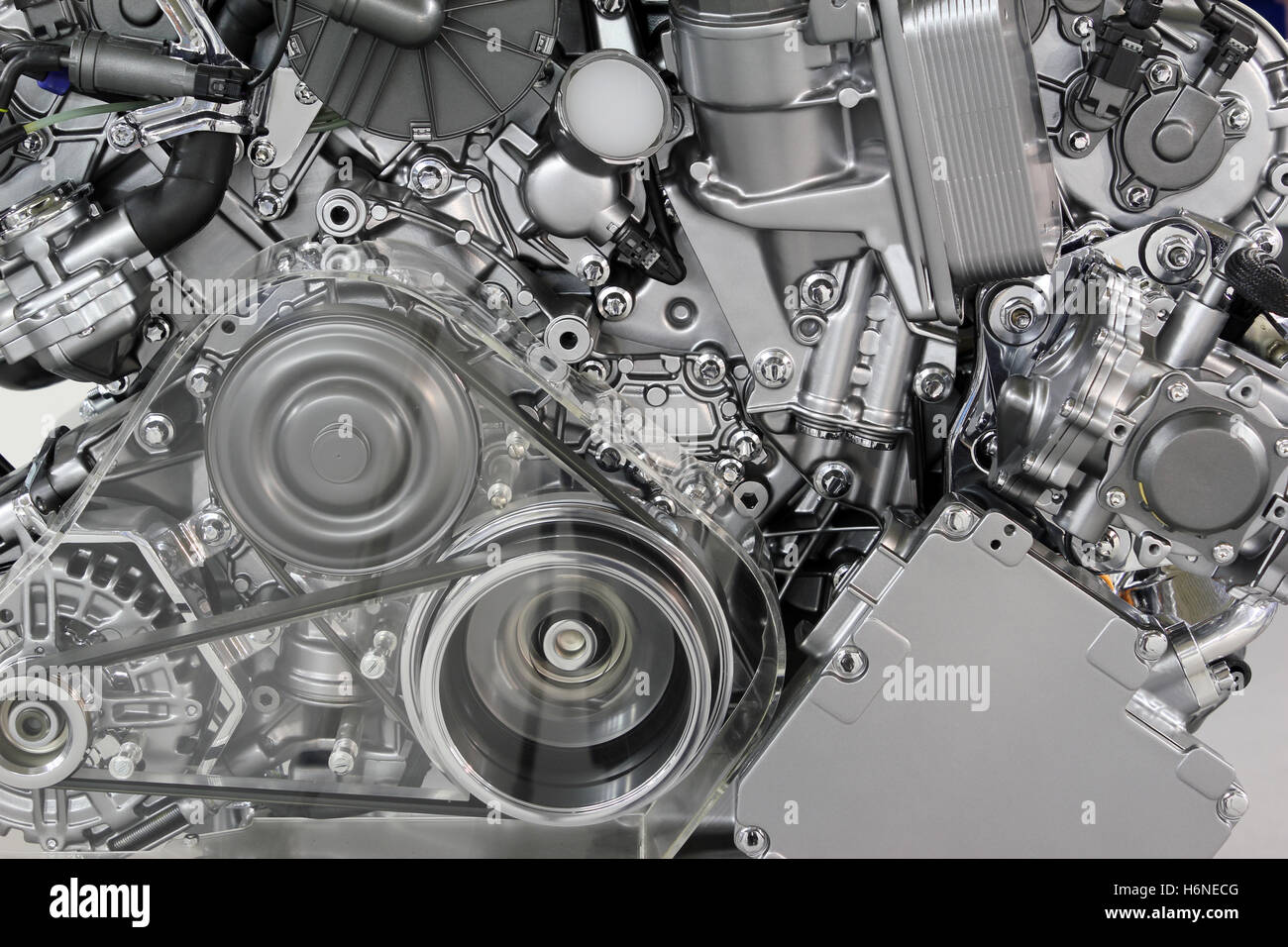 car engine belt and gears detail Stock Photo Alamy
