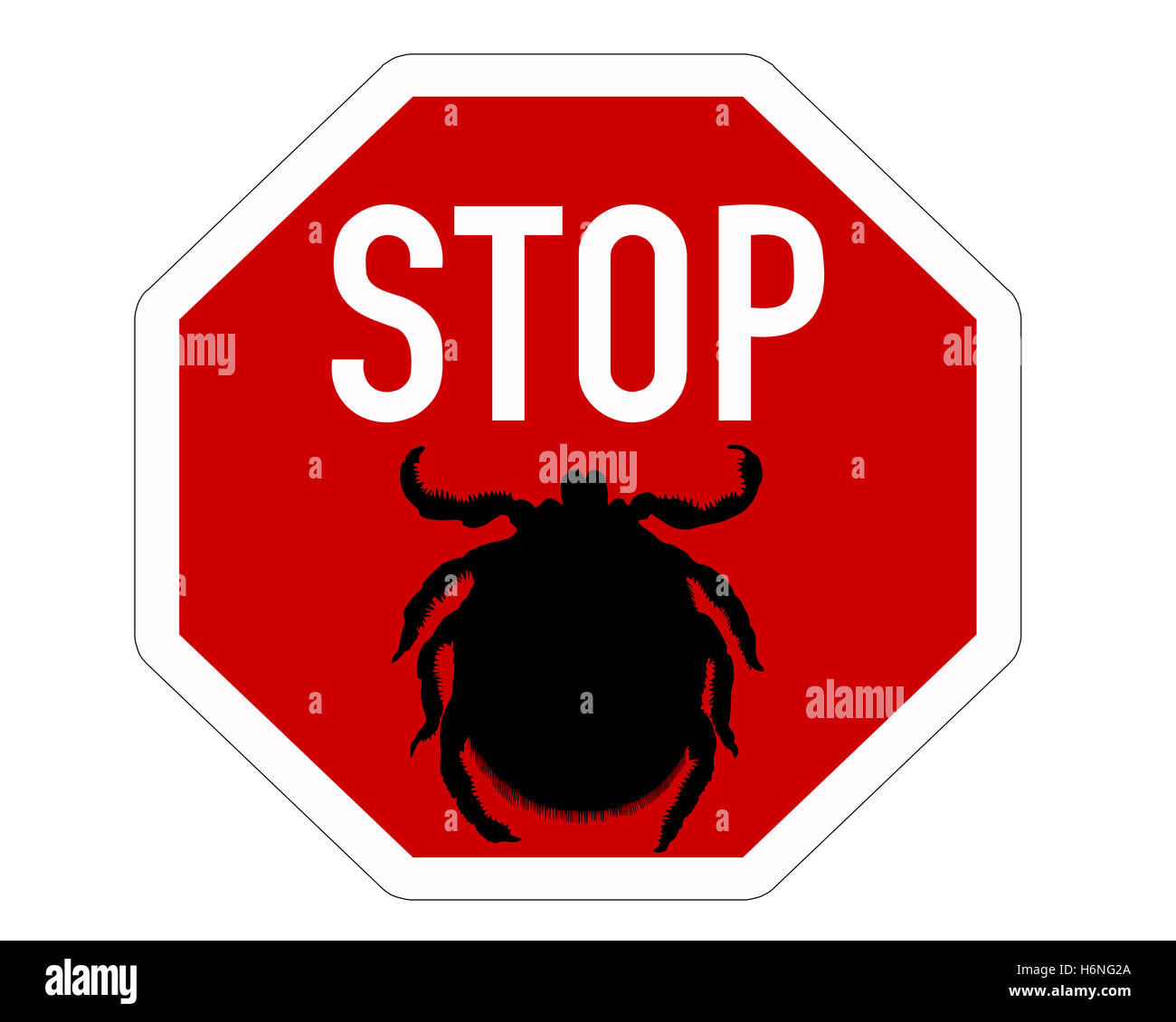 stop sign for ticks Stock Photo