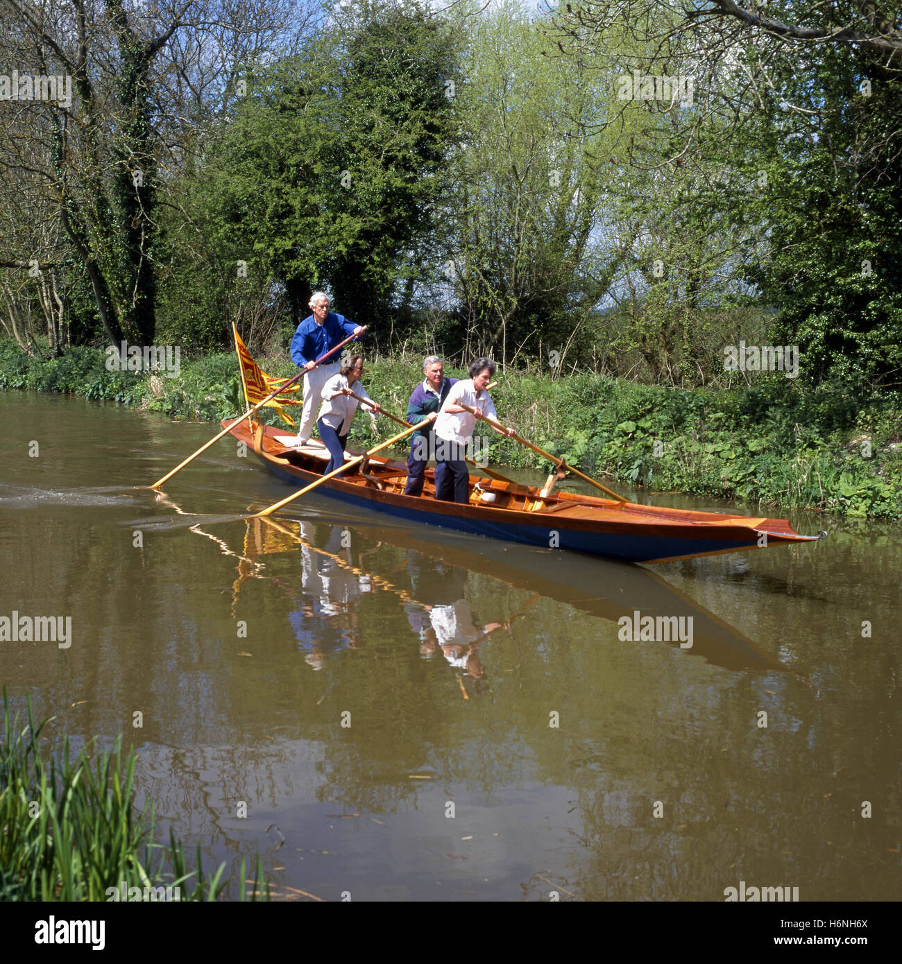 Unusual rowing craft, Kennet & Avon canal, Wiltshire, England Stock ...