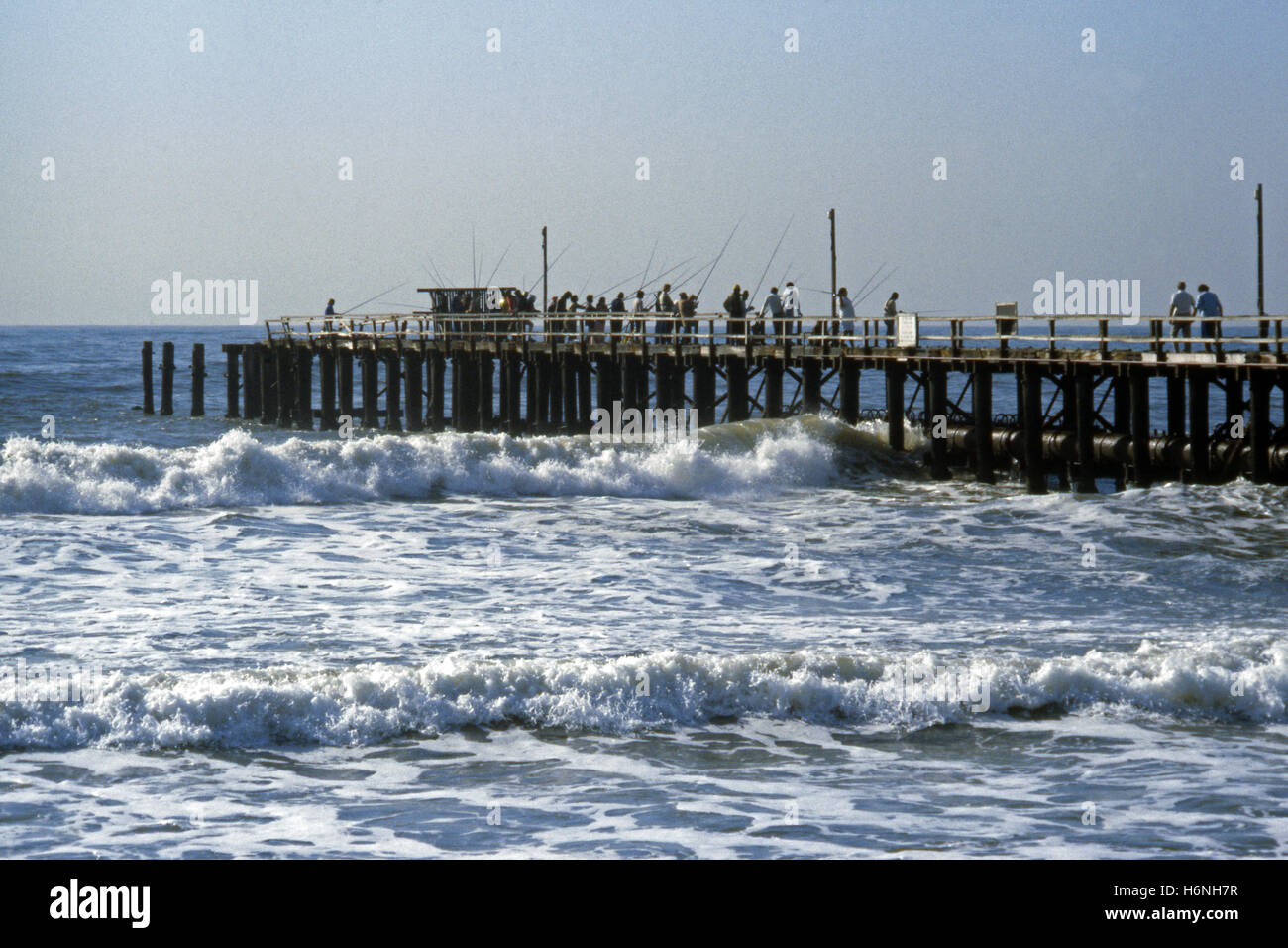 Fishing from the pier, Durban, South Africa Stock Photo Alamy