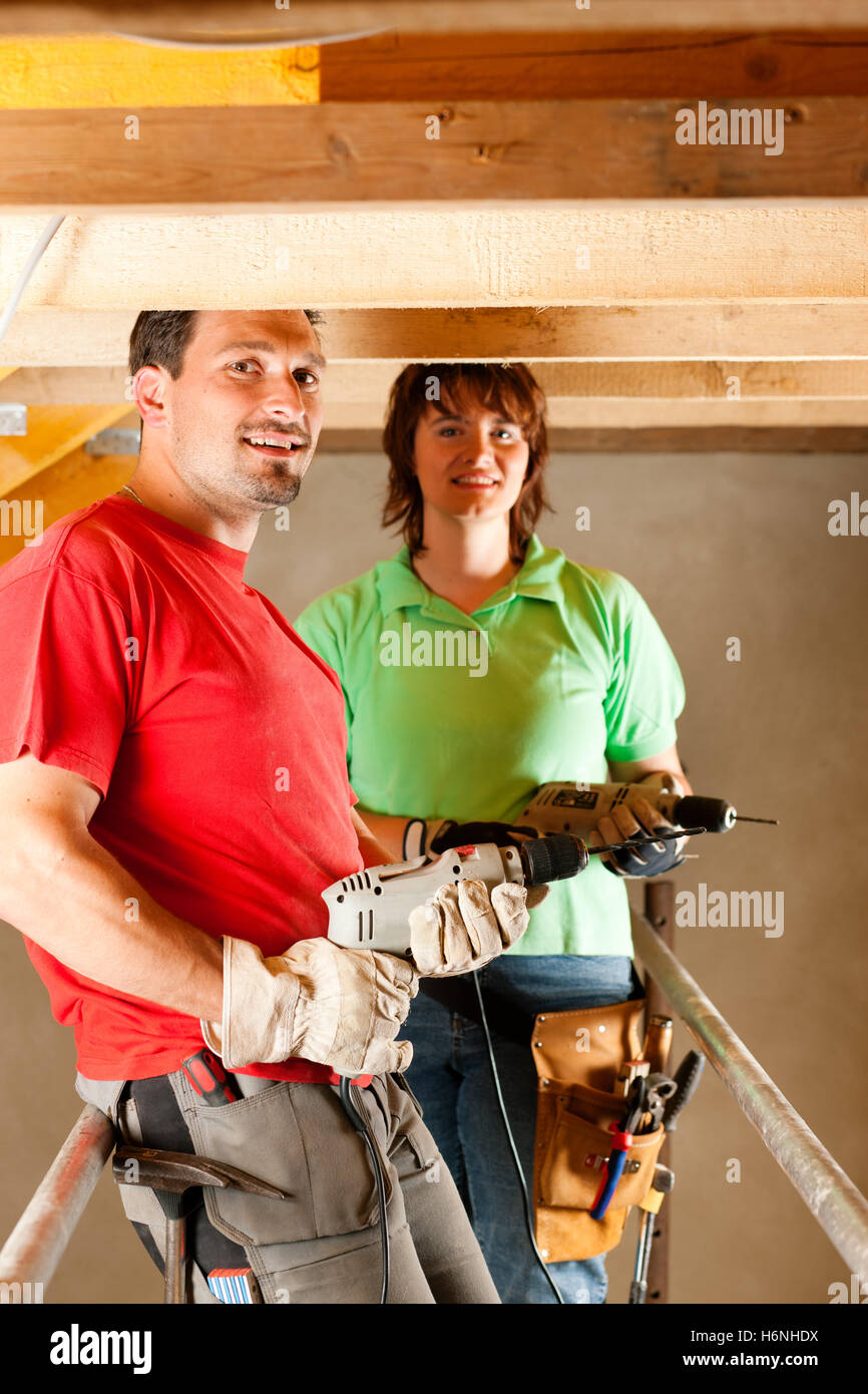 couple at diy and expansion Stock Photo