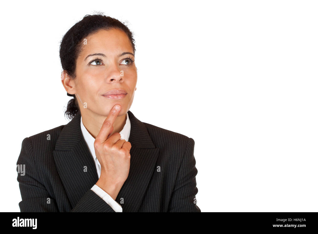 business woman thinks about problem in the company Stock Photo