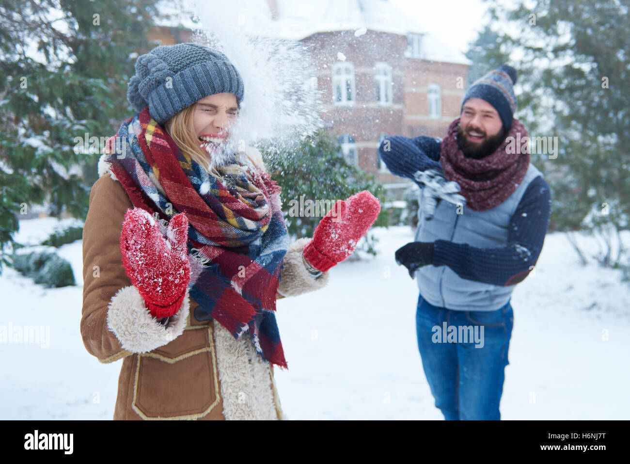Funny time for loving couple Stock Photo
