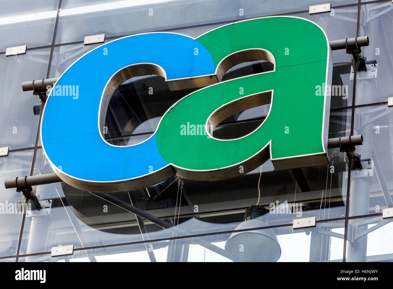 CA, logo, sign, Prague, Czech Republic Stock Photo