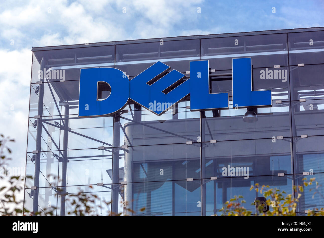 Dell, logo, sign, ad Prague, Czech Republic Stock Photo