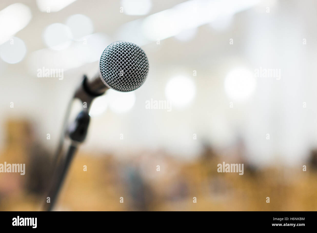 microphone on stage at the live concert Stock Photo