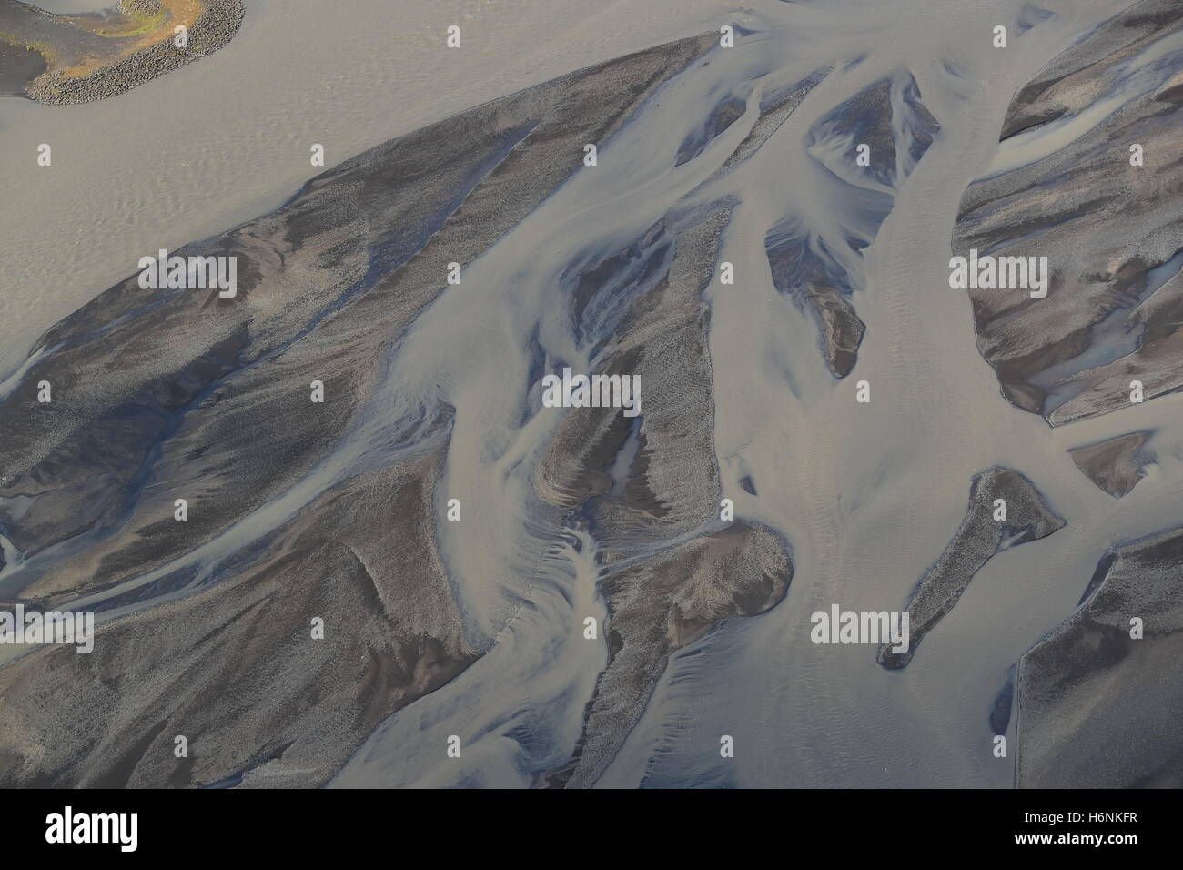 Aerial view of glacial rivers South Iceland Stock Photo - Alamy