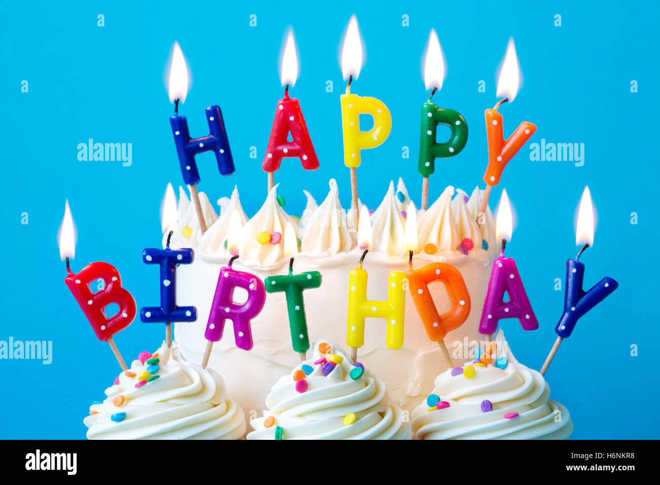 Colorful Candles Spelling Happy Birthday Stock Photo Alamy