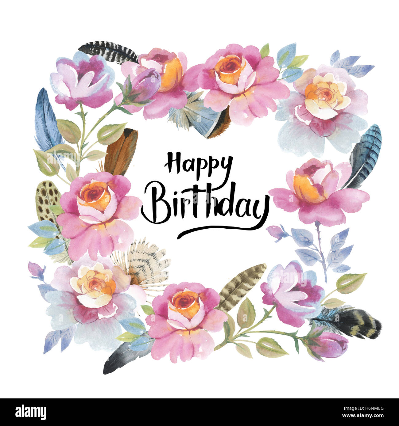 Wildflower Rose Flower Frame In A Watercolor Style Isolated Stock Photo 