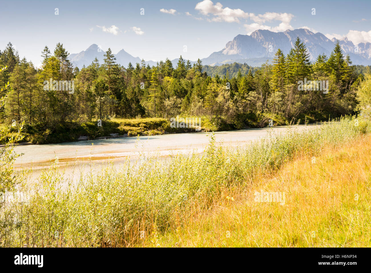 River Isar in the Karwendel mountain range in Bavaria (Germany) Stock Photo