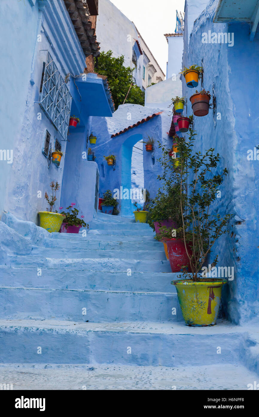 Street in blue city Stock Photo Alamy