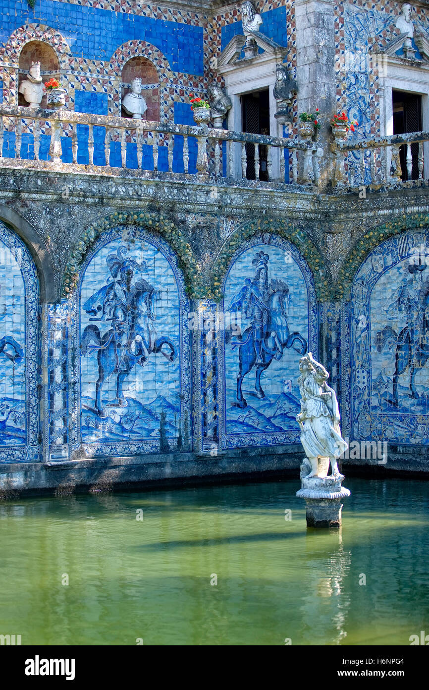 Azulejos in the garden of Palacio dos Marqueses da Fronteira, Lisbon Stock Photo