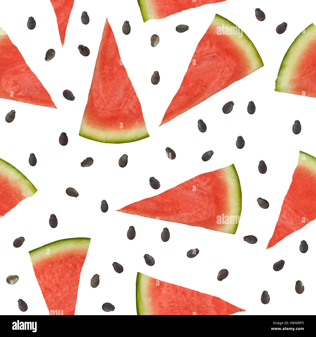 Seamless pattern watermelon pieces and seedson a white background Stock ...