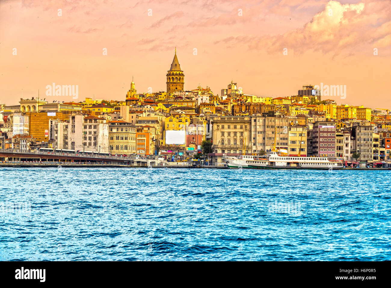 Istanbul at sunset - Galata district, Turkey Stock Photo