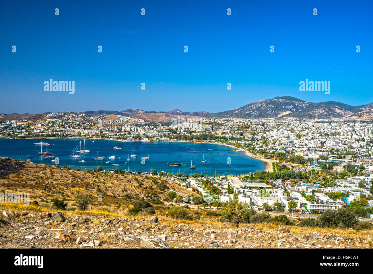 View of Gumbet, Bodrum, Turkey Stock Photo