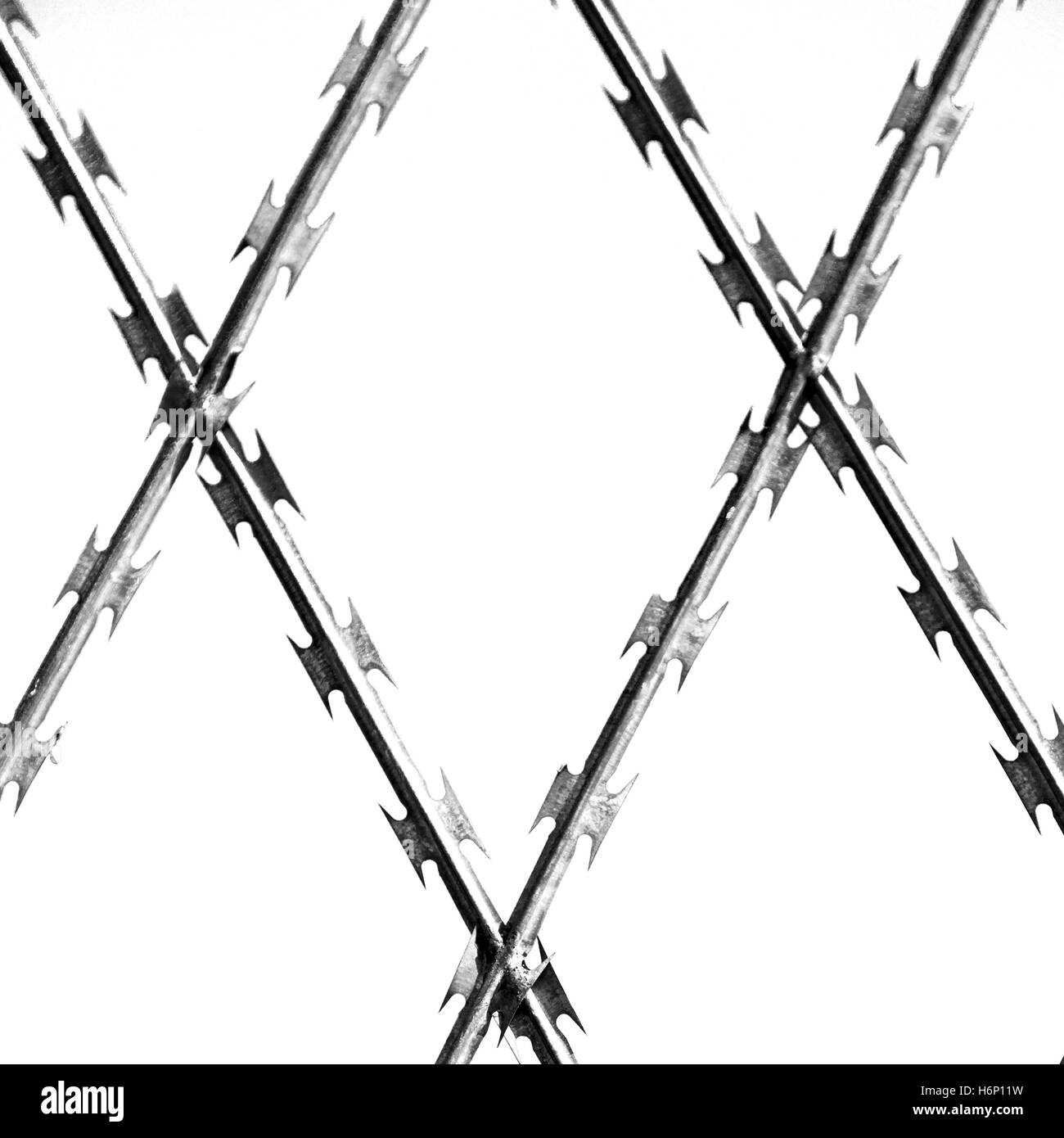 abstract razor wire in the clear sky like background texture Stock Photo