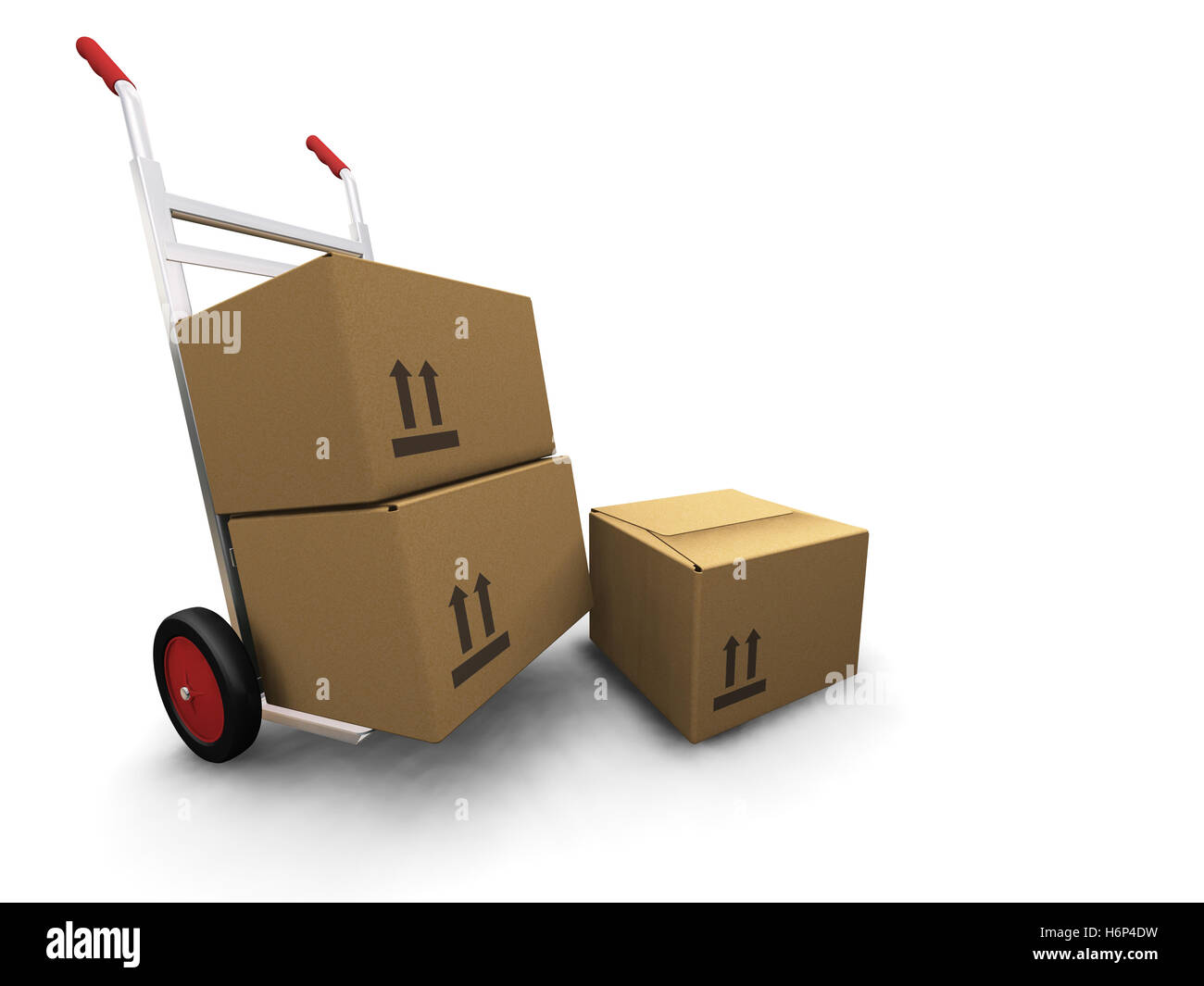 isolated transport package trolley cart box boxes deliver render truck