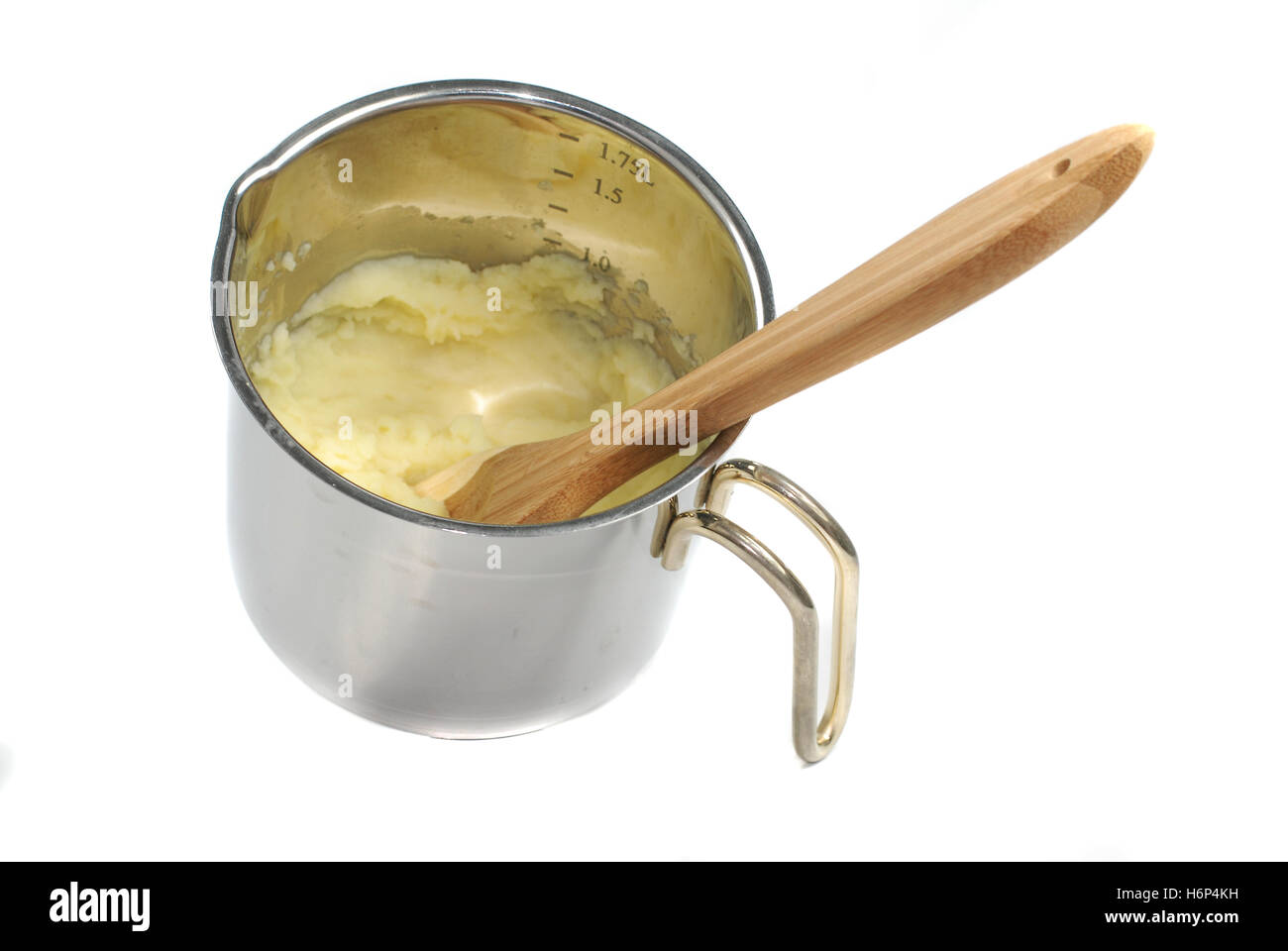 mashed potatoes in saucepan Stock Photo