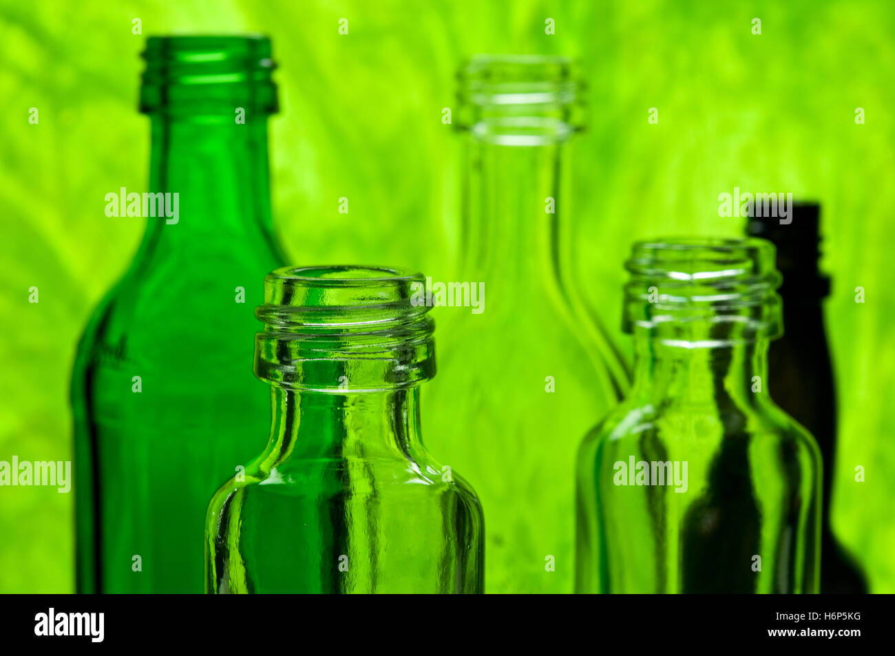 glass bottles in green Stock Photo Alamy