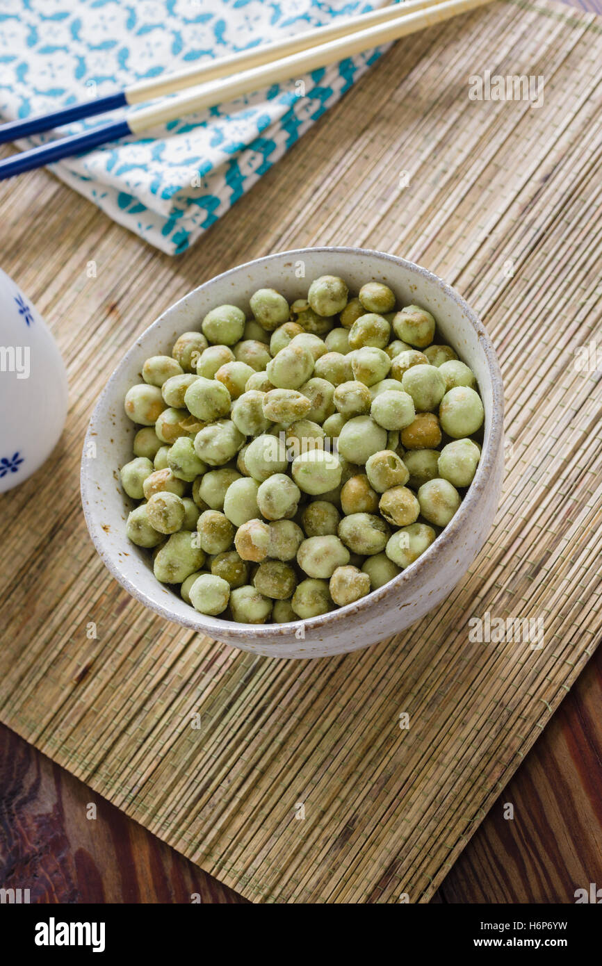 Wasabi peas a crunchy snack made with roasted green peas coated with