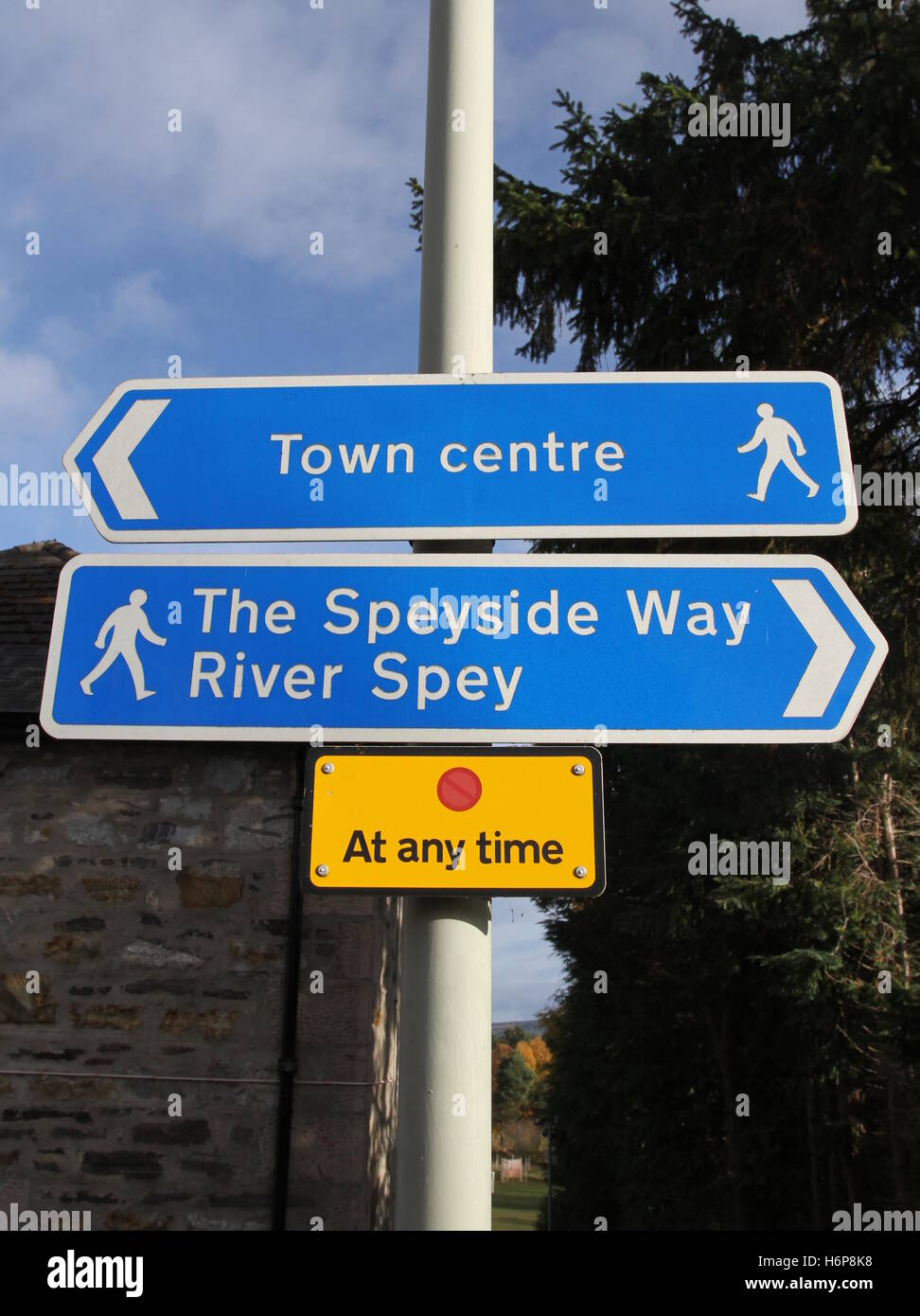 Sign for Speyside Way in Grantown Scotland  November 2013 Stock Photo