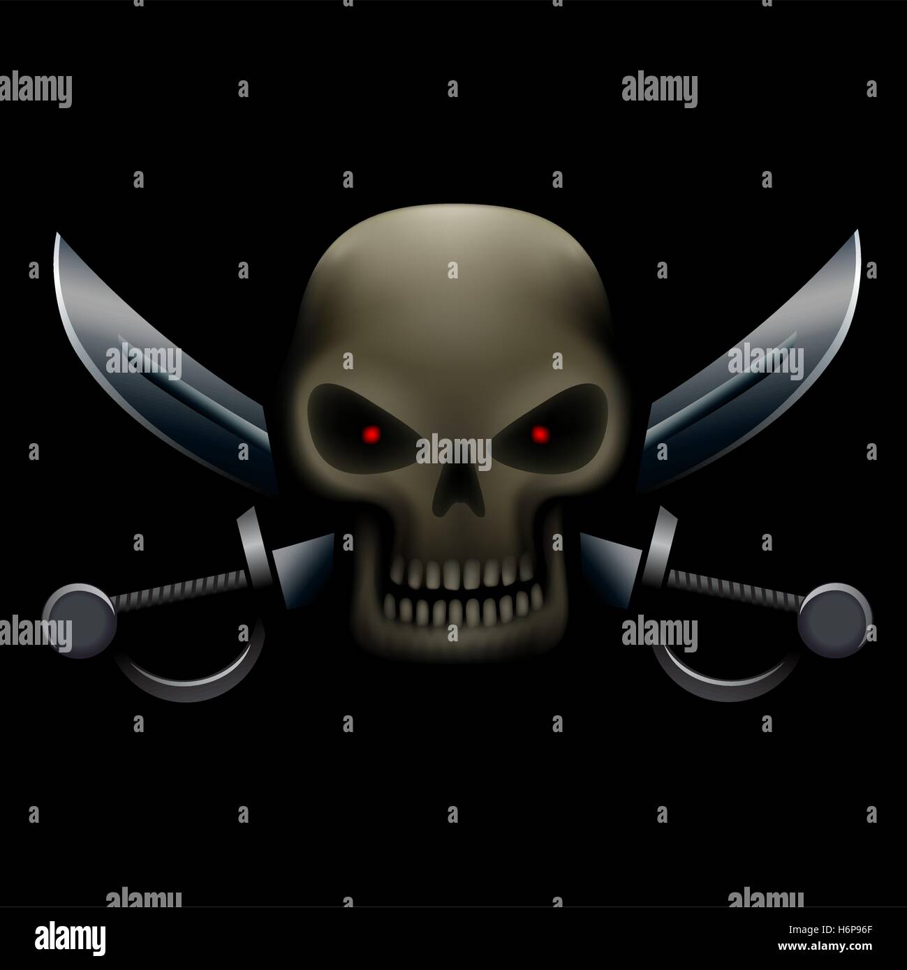 Pirate skull and crossed sabers Stock Vector Images - Alamy