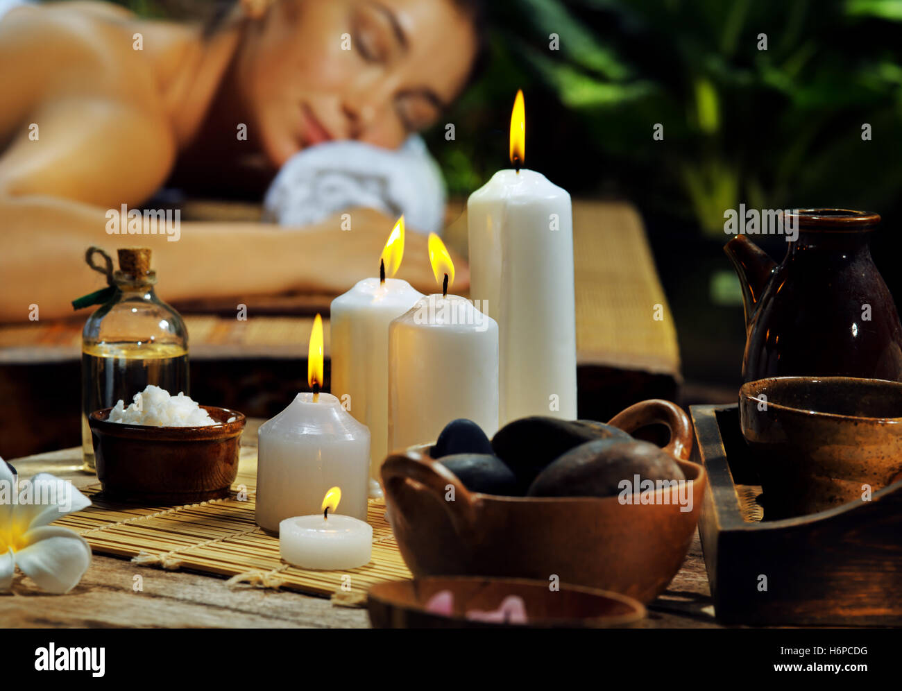 portrait of young beautiful woman in spa environment Stock Photo - Alamy