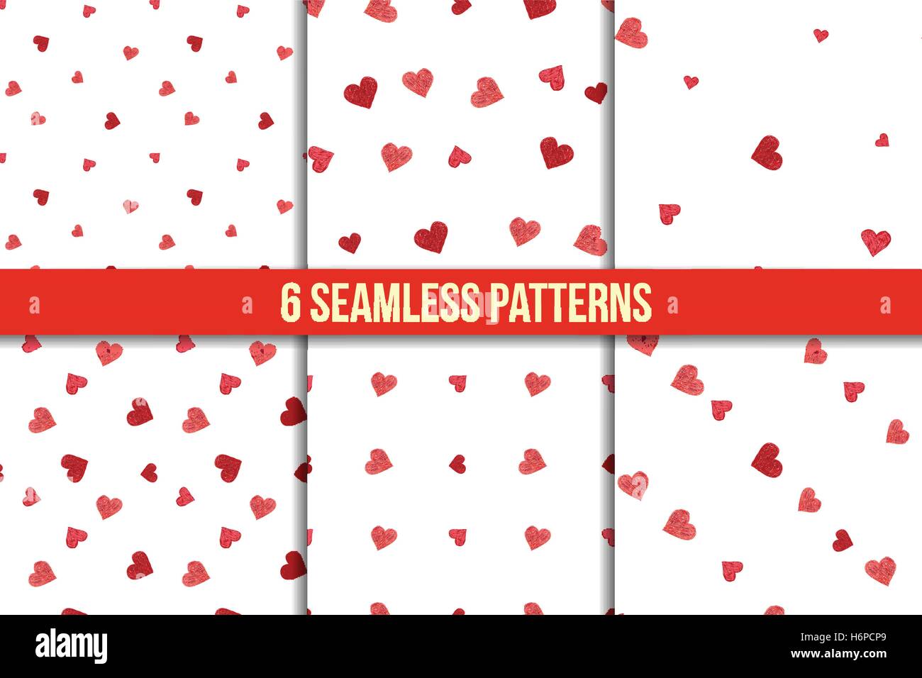 Doodle seamless pattern set with hearts Stock Vector Image & Art - Alamy