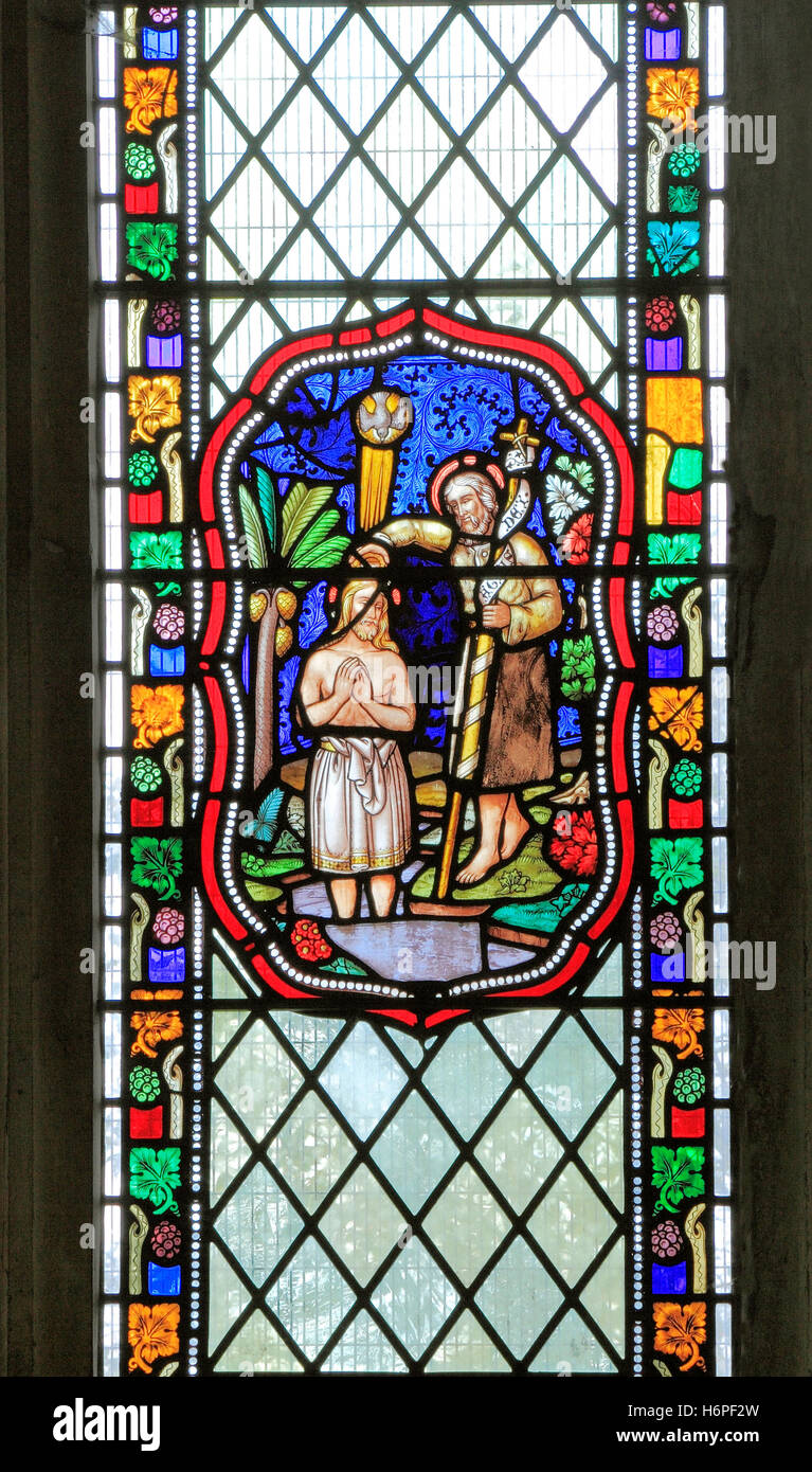 Baptism of Jesus by John the Baptist in the Jordan River, dove descends ...