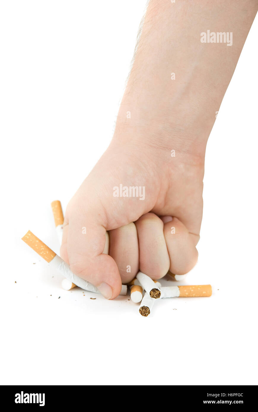 cigarette gesture danger finger health life exist existence living lives live isolated lifestyle model design project concept Stock Photo