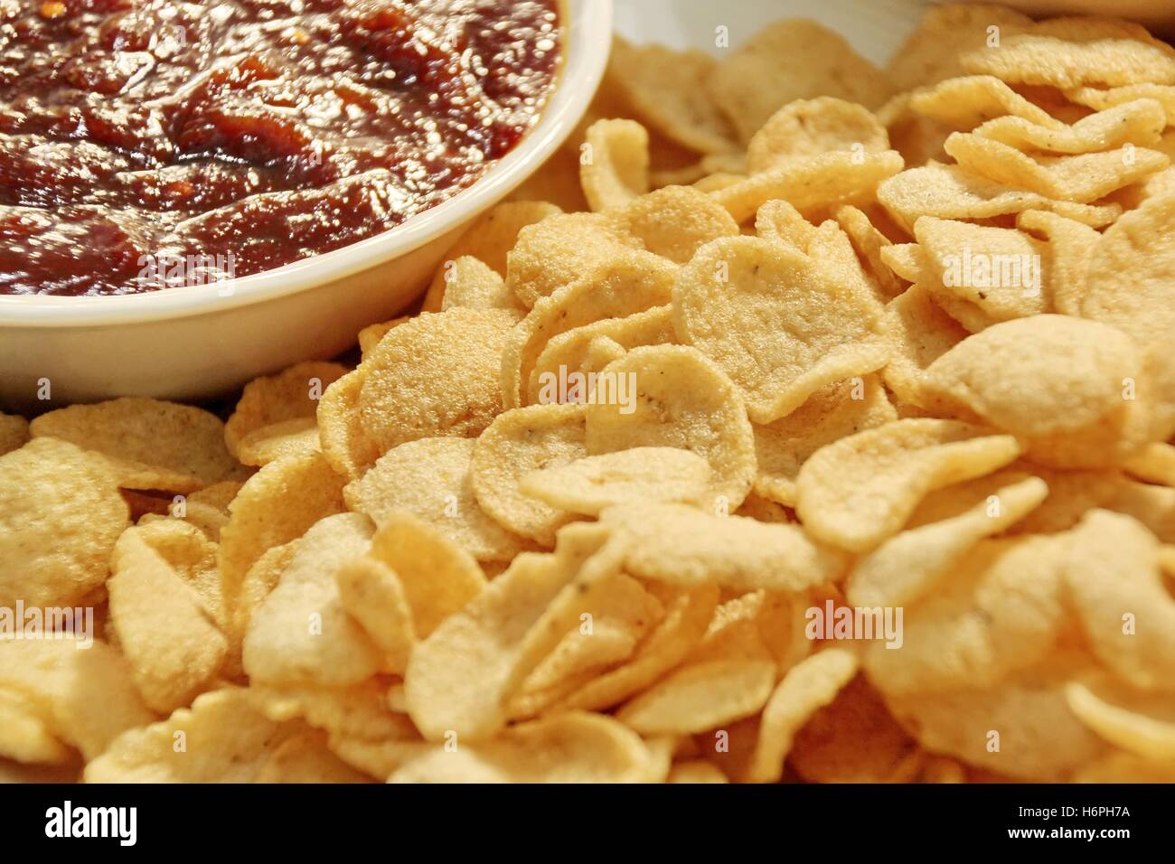 Prawn Chips with Chili Paste in Thai Local Market Stock Photo Alamy