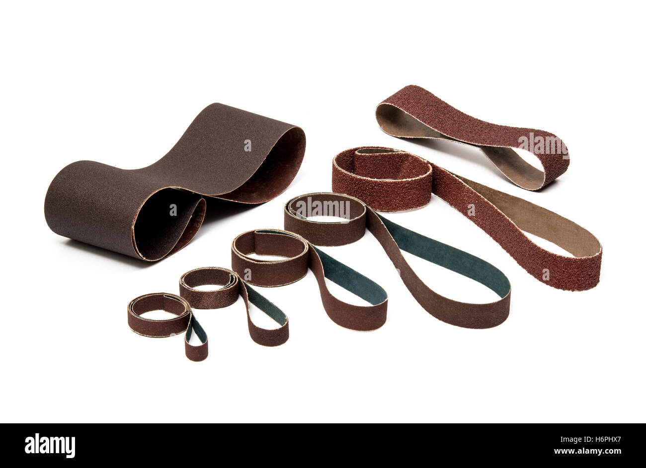 Industrial sanding belts sand papers in rolls hires stock photography