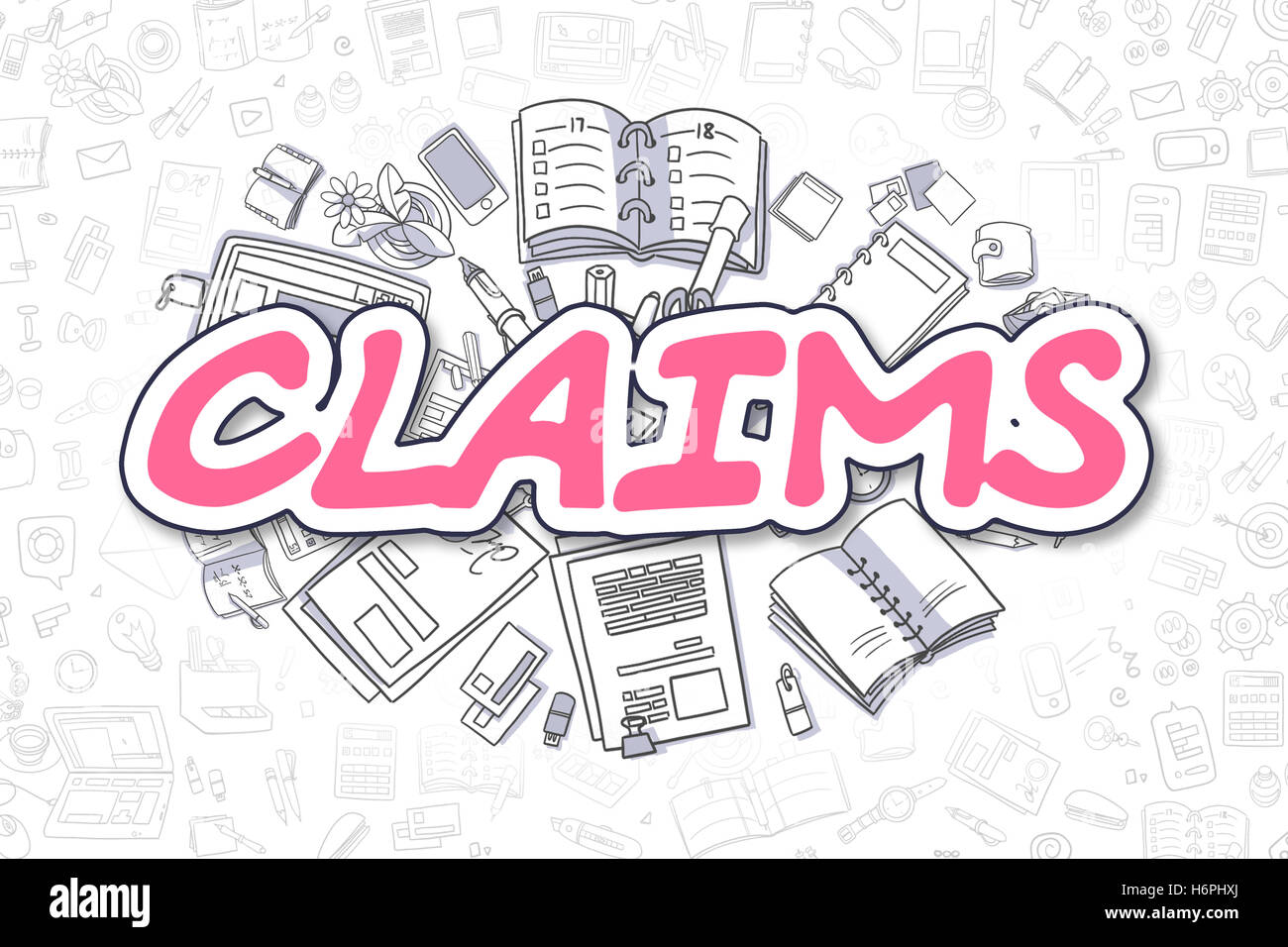 Claims - Doodle Magenta Word. Business Concept. Stock Photo