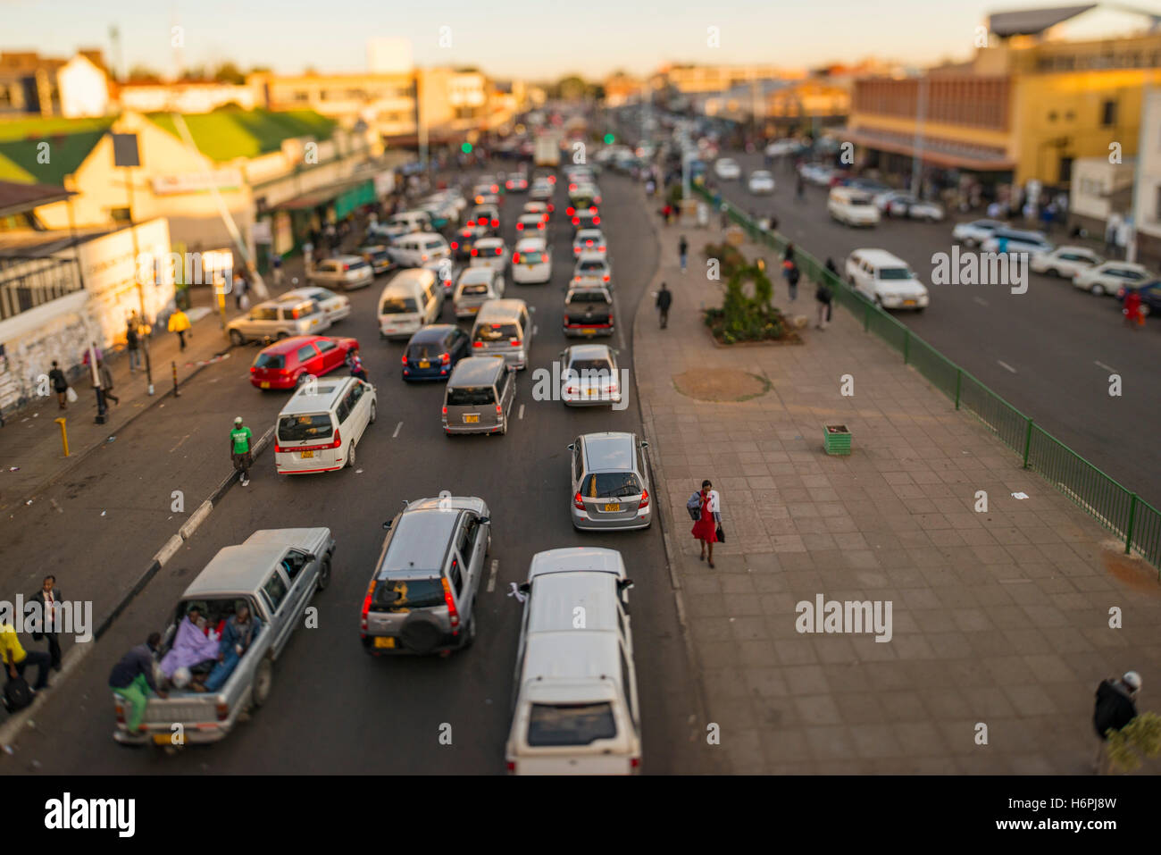 Harare Zimbabwe CBD traffic busy miniature scene Stock Photo